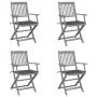 Folding garden chairs 4 pcs cushions solid acacia wood by vidaXL, Garden chairs - Ref: Foro24-3064517, Price: 195,52 €, Disco...