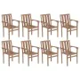 Stackable garden chairs 8 pcs solid teak wood with cushions by vidaXL, Garden chairs - Ref: Foro24-3073441, Price: 942,76 €, ...