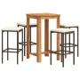 Garden table and 5-piece set of acacia wood and brown PE rattan stools. by , Garden sets - Ref: Foro24-3295269, Price: 233,68...