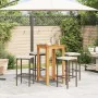 Garden table and 5-piece set of acacia wood and brown PE rattan stools. by , Garden sets - Ref: Foro24-3295269, Price: 233,68...