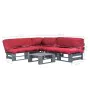 Pallet sofas for garden, 4 pieces, made of wood with red cushions. by , Garden sets - Ref: Foro24-275307, Price: 368,20 €, Di...