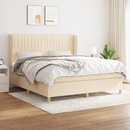 Box spring bed with cream fabric mattress 160x200 cm by , Beds and slatted bases - Ref: Foro24-3128698, Price: 600,49 €, Disc...