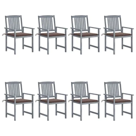 Garden chairs with cushions 8 pcs solid gray acacia wood by , Garden chairs - Ref: Foro24-3078230, Price: 541,60 €, Discount: %