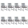 Garden chairs with cushions 8 pcs solid gray acacia wood by , Garden chairs - Ref: Foro24-3078230, Price: 541,60 €, Discount: %