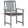 Garden chairs with cushions 8 pcs solid gray acacia wood by , Garden chairs - Ref: Foro24-3078230, Price: 541,60 €, Discount: %