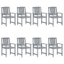 Garden chairs with cushions 8 pcs solid gray acacia wood by , Garden chairs - Ref: Foro24-3078230, Price: 541,60 €, Discount: %