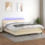 Boxspringbett mit Matratze und LED-Cremestoff 180x200 cm von , Betten und Lattenroste - Ref: Foro24-3133018, Preis: 552,98 €,...