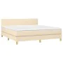 Box spring bed with cream fabric mattress 180x200 cm by , Beds and slatted bases - Ref: Foro24-3140478, Price: 541,83 €, Disc...