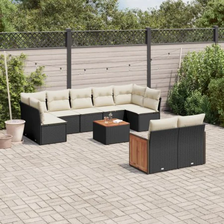 Garden sofa set 10 pieces with black synthetic rattan cushions by , Garden sets - Ref: Foro24-3260376, Price: 629,37 €, Disco...