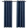 Blackout curtains with linen look eyelets 2 pcs blue 140x175 cm by vidaXL, Curtains and curtains - Ref: Foro24-321176, Price:...