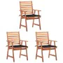 Garden dining chairs 3 units solid acacia wood and cushions by , Garden chairs - Ref: Foro24-3064354, Price: 224,27 €, Discou...