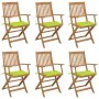 Folding garden chairs 6 units and solid acacia wood cushions by , Garden chairs - Ref: Foro24-3065472, Price: 334,92 €, Disco...