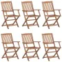 Folding garden chairs 6 units and solid acacia wood cushions by , Garden chairs - Ref: Foro24-3065472, Price: 334,92 €, Disco...