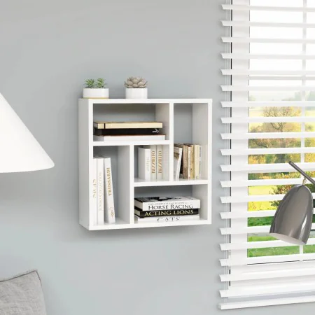 Glossy white plywood wall shelf 45.1x16x45.1 cm by vidaXL, Shelves and shelves - Ref: Foro24-802954, Price: 34,79 €, Discount: %