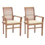 Dining chairs 2 pcs solid teak wood with cream cushions by , Garden chairs - Ref: Foro24-3062597, Price: 212,48 €, Discount: %