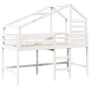 High bed with ladder and ceiling solid white pine wood 90x200 cm by , Beds and slatted bases - Ref: Foro24-3281989, Price: 26...