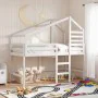 High bed with ladder and ceiling solid white pine wood 90x200 cm by , Beds and slatted bases - Ref: Foro24-3281989, Price: 26...