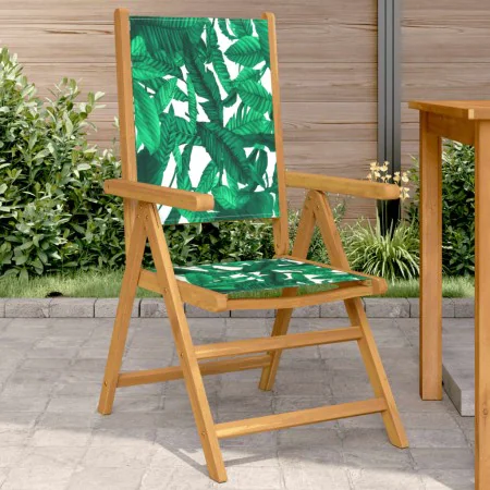 Garden chairs 2 pcs acacia wood and leaf patterned fabric by , Garden chairs - Ref: Foro24-367661, Price: 149,21 €, Discount: %