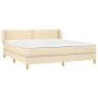 Box spring bed with cream color fabric mattress 160x200 cm by , Beds and slatted bases - Ref: Foro24-3126738, Price: 514,43 €...