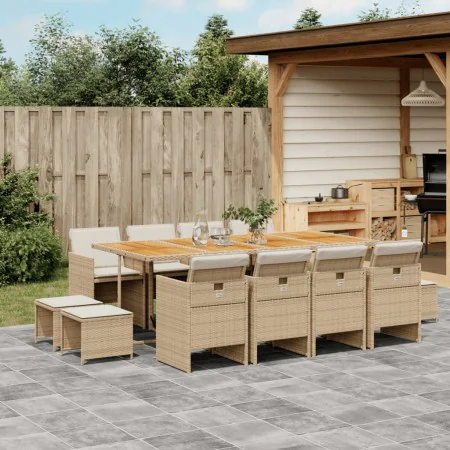 Garten-Essgruppe mit 13-teiligen Kissen aus synthetischem Rattan in Beige. von , Gartensets - Ref: Foro24-3277755, Preis: 1,0...