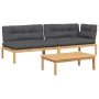 Gartensofa-Set aus Paletten und Kissen, 3-teilig, Akazienholz von , Outdoor-Sofas - Ref: Foro24-3209319, Preis: 471,90 €, Rab...