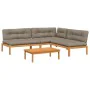 Garden pallet sofa set with 4 acacia wood cushions. by , Outdoor sofas - Ref: Foro24-3209461, Price: 639,59 €, Discount: %