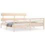 Double bed frame with solid wood headboard by vidaXL, Beds and slatted bases - Ref: Foro24-3195106, Price: 151,04 €, Discount: %