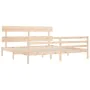 Double bed frame with solid wood headboard by vidaXL, Beds and slatted bases - Ref: Foro24-3195106, Price: 151,04 €, Discount: %