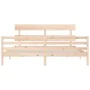 Double bed frame with solid wood headboard by vidaXL, Beds and slatted bases - Ref: Foro24-3195106, Price: 151,04 €, Discount: %