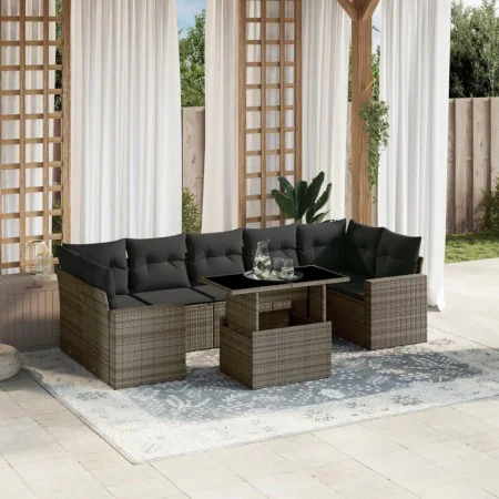 Set of garden sofas and cushions 8 pieces synthetic rattan gray by , Garden sets - Ref: Foro24-3267150, Price: 597,30 €, Disc...