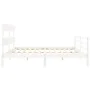 Double bed frame with white solid wood headboard by vidaXL, Beds and slatted bases - Ref: Foro24-3195107, Price: 146,79 €, Di...