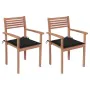 Garden chairs 2 units solid teak wood with black cushions by , Garden chairs - Ref: Foro24-3062269, Price: 182,44 €, Discount: %