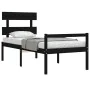 Single bed frame with black solid wood headboard by vidaXL, Beds and slatted bases - Ref: Foro24-3195320, Price: 117,16 €, Di...