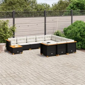 Garden sofa set 11 pieces and black synthetic rattan cushions by , Garden sets - Ref: Foro24-3262055, Price: 848,37 €, Discou...