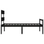 Single bed frame with black solid wood headboard by vidaXL, Beds and slatted bases - Ref: Foro24-3195320, Price: 117,16 €, Di...