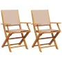 Garden chairs 2 units solid acacia wood and taupe gray fabric by , Garden chairs - Ref: Foro24-367671, Price: 122,68 €, Disco...