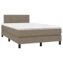 Boxspringbett mit Matratze und LED-Beleuchtung, grauer Stoff in Taupe, 120x190 cm. von , Betten und Lattenroste - Ref: Foro24...