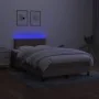 Boxspringbett mit Matratze und LED-Beleuchtung, grauer Stoff in Taupe, 120x190 cm. von , Betten und Lattenroste - Ref: Foro24...