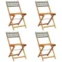 Folding garden chairs 6 pcs solid wood and gray PE rattan by , Garden chairs - Ref: Foro24-3214595, Price: 162,20 €, Discount: %