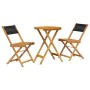 3-piece bistro set made of black polypropylene and solid wood by , Garden sets - Ref: Foro24-3281745, Price: 140,35 €, Discou...