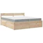 Cama con cajones y colchón madera pino marrón cera 200x200 cm de , Camas y somieres - Ref: Foro24-3281886, Precio: 656,38 €, ...