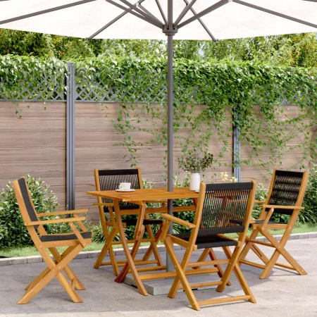 Reclining garden chairs 4 pcs solid acacia wood black by , Garden chairs - Ref: Foro24-3214565, Price: 282,97 €, Discount: %