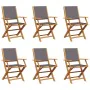 Folding garden chairs 6 pcs solid wood and anthracite fabric by , Garden chairs - Ref: Foro24-3214578, Price: 366,99 €, Disco...