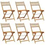 Folding garden chairs 6 pcs solid wood and beige PE rattan by , Garden chairs - Ref: Foro24-3214599, Price: 240,78 €, Discoun...