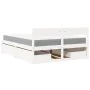 Bed with drawers and solid pine wood white mattress 140x200 cm by , Beds and slatted bases - Ref: Foro24-3281899, Price: 554,...