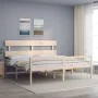 Double bed for seniors solid wood headboard by vidaXL, Beds and slatted bases - Ref: Foro24-3195366, Price: 183,02 €, Discoun...