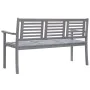 3-seater eucalyptus wood garden bench in gray with cushion, 150 cm by , garden benches - Ref: Foro24-3061059, Price: 216,42 €...