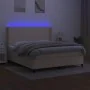 Boxspringbett, Matratze und LED-Lichter in cremefarbenem Stoff, 180x200 cm. von , Betten und Lattenroste - Ref: Foro24-313817...