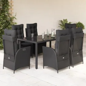 Set de comedor de jardín 7 pzas y cojines ratán sintético negro de , Conjuntos de jardín - Ref: Foro24-3213071, Precio: 910,0...