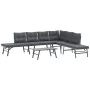 Garden bench with 5-piece cushions, steel frame with black powder coating. by , Garden sets - Ref: Foro24-3283720, Price: 493...